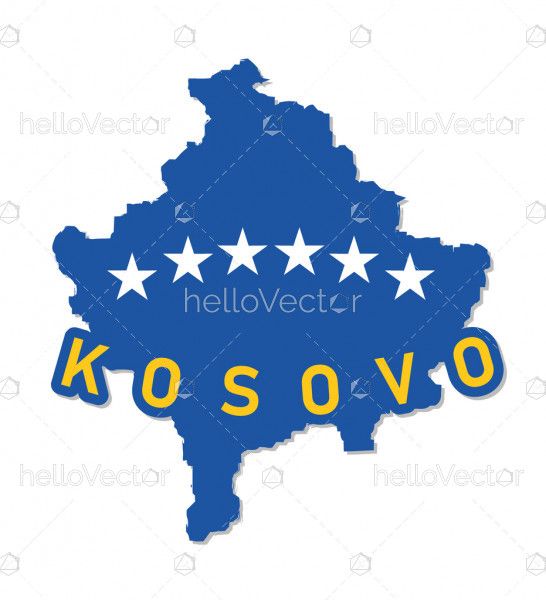 Blue Kosovo Map - Vector Illustration