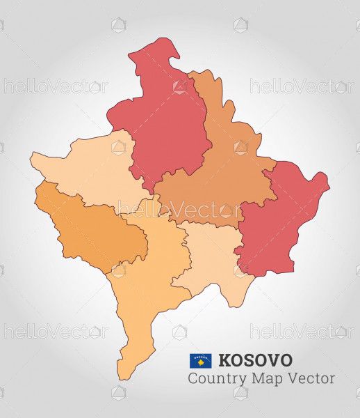 Kosovo Colourful Map - Vector Illustration