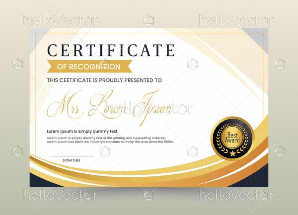 Modern certificate of recognition template