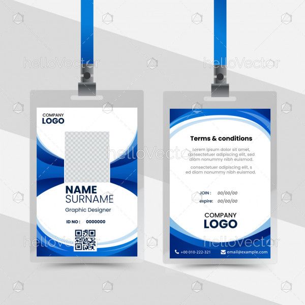 Front & back blue ID card design template