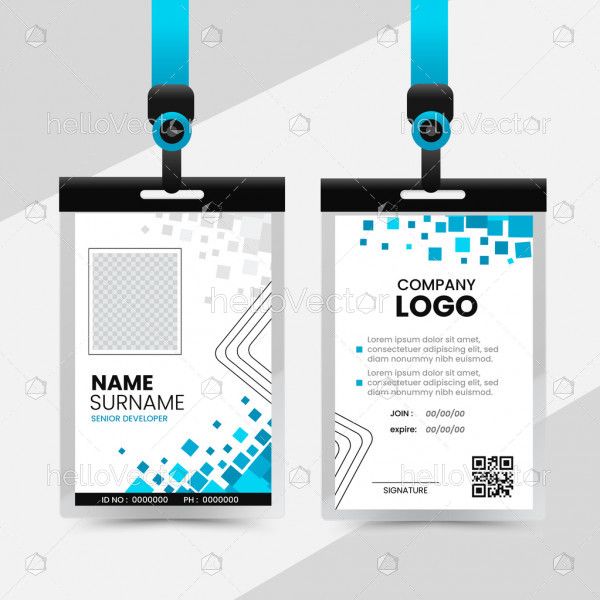 Blue Abstract ID Badge Template