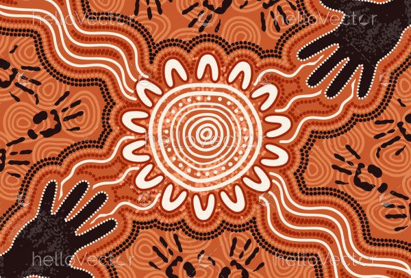 Hand print aboriginal connection art
