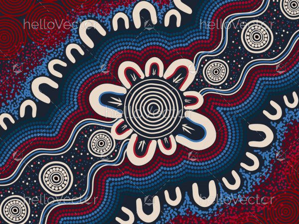Aboriginal style dot river background