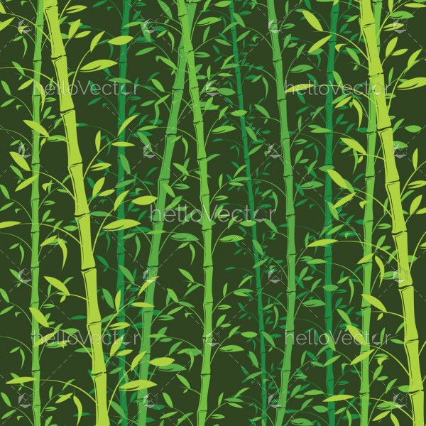 Seamless bamboo pattern background. Green bamboo wallpaper - Vector Illustration