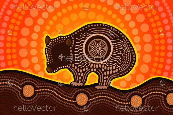 Wombat aboriginal vector painting