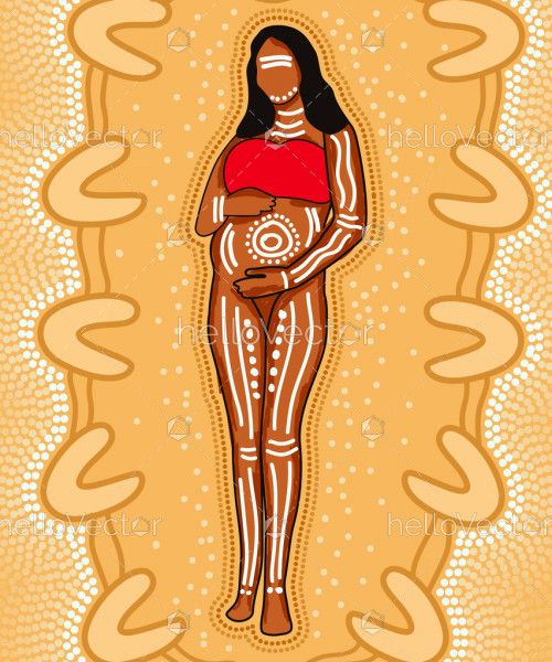 Vector artwork of a pregnant woman in aboriginal style