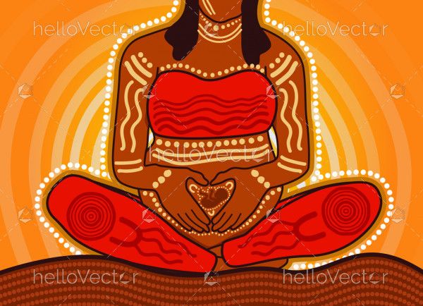 Aboriginal pregnant woman art background