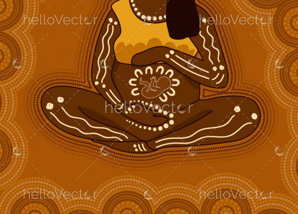 Aboriginal vector painting with pregnant women