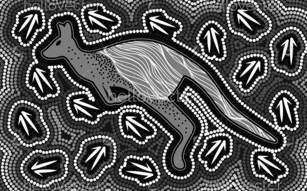 Black and white aboriginal kangaroo art