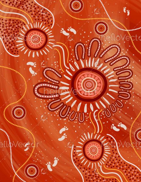 Orange aboriginal artwork - Vector