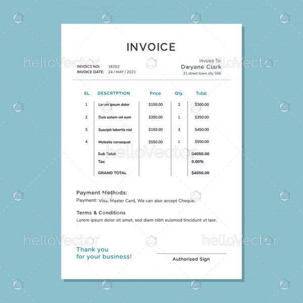Clean invoice vector design