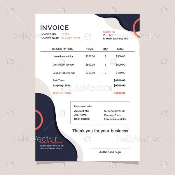 Modern business invoice vector design
