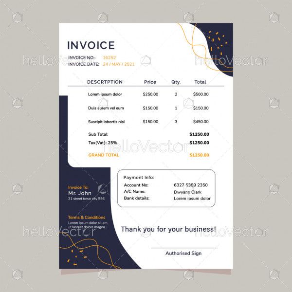 Invoice template design abstract - Vector