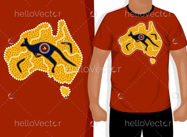 Aboriginal kangaroo artwork for t-shirt