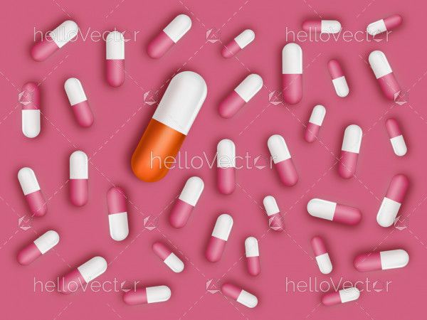 Realistic capsules top view illustration