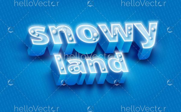 Snowy land 3d typography with isometric effect