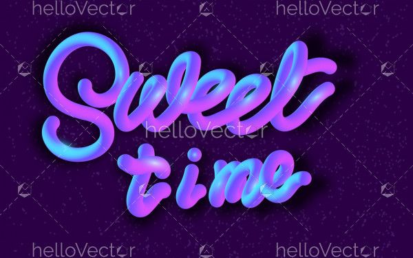 Neon 3d sweet time typography