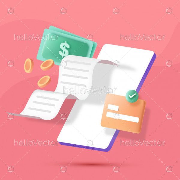 Online money transaction and payment concept 3d illustration