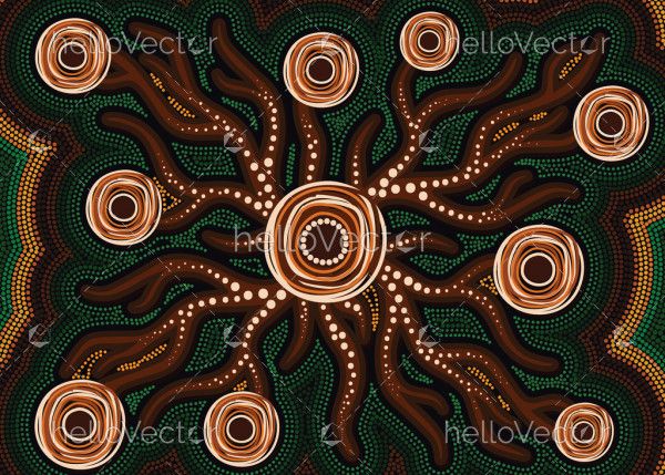 Tree root aboriginal painting