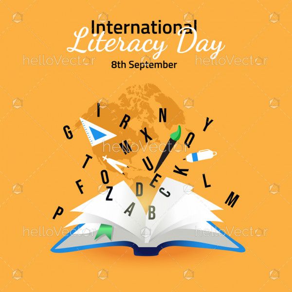 International Literacy Day Illustration With Open Book