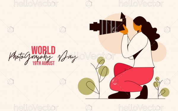 Photographer taking pictures, World Photography Day design