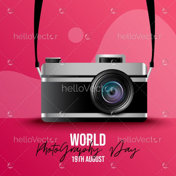 Camera Illustration, World Photography Day Concept