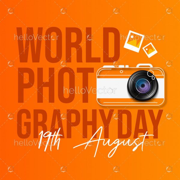 Typography Design of World Photography Day With Camera