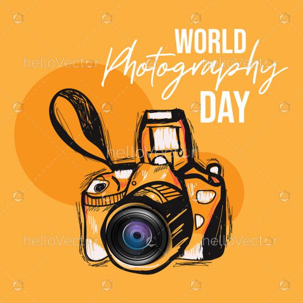 World photography day with camera illustration