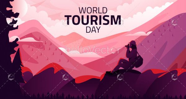 World tourism day background with mountain