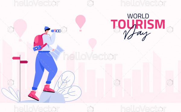 Man Searching For Location, World Tourism Day Illustration
