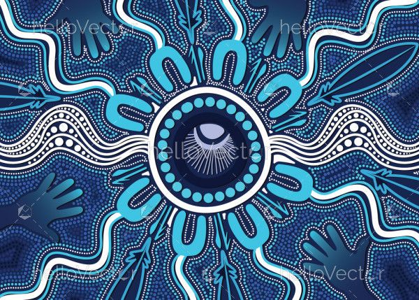 Aboriginal art blue background