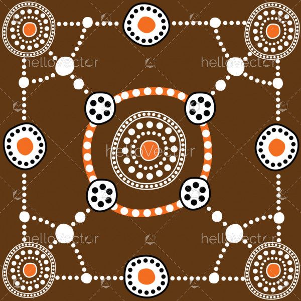 Aboriginal art vector painting, Connection concept