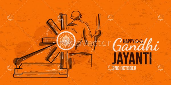 Happy Gandhi Jayanti Creative Illustration