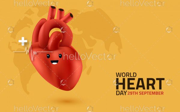 World Heart Day Illustration With 3D Heart Character