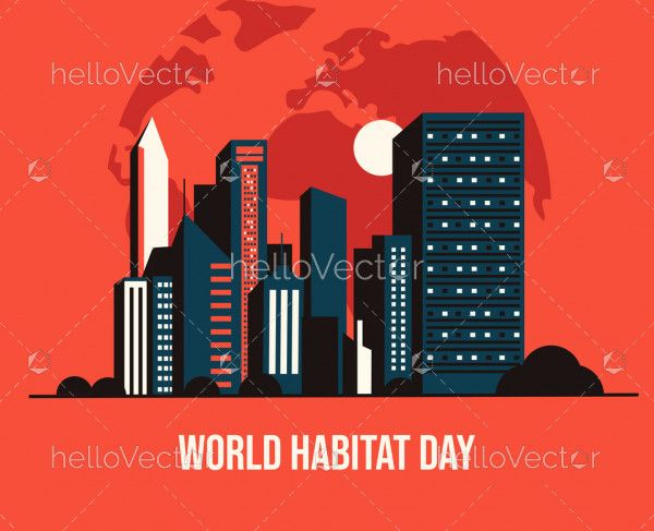 World Habitat Day Flat Illustration