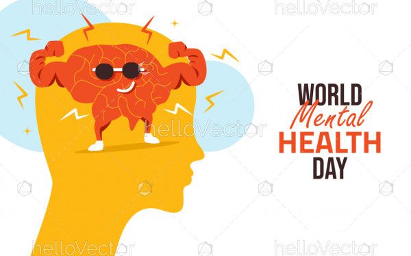 World Mental Health Day Concept Flat Illustration