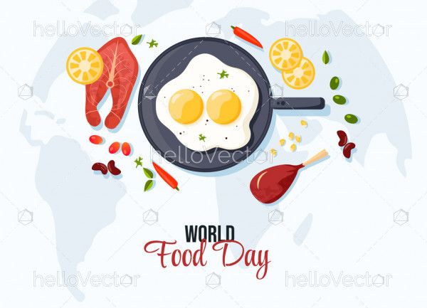 Food flat design background, World food day concept