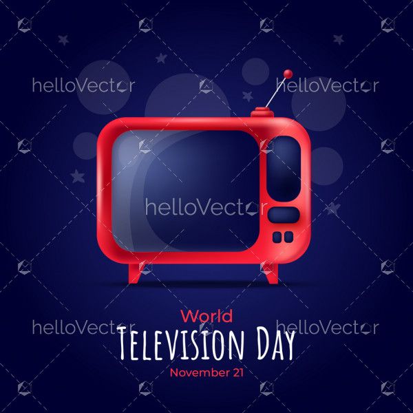 World television day banner with old TV illustration