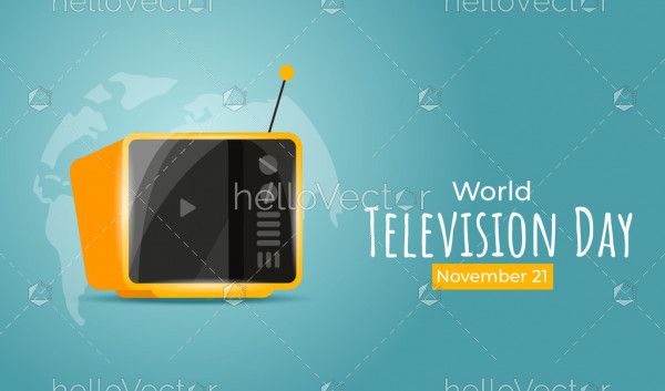 Old TV Illustration, World Television Day Concept