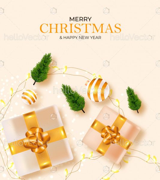 Christmas celebration card with merry holiday symbols