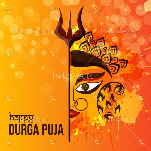 Creative Goddess Durga Face Illustration. Happy Durga Puja Festival