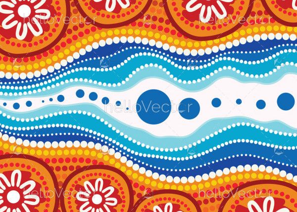 Aboriginal art vector background with river