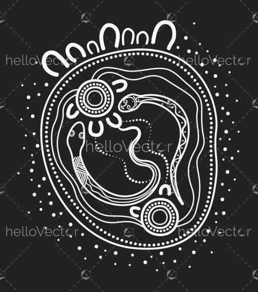 Aboriginal black and white snake art  - Illustration