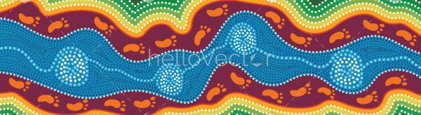 River and land aboriginal landscape art