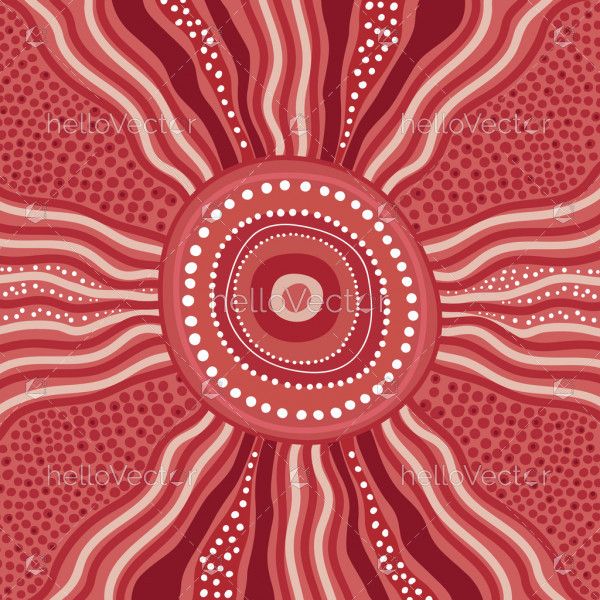 Red Aboriginal Art Vector Painting