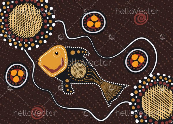 Fish Aboriginal Artwork - Vector