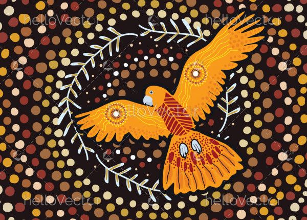 Flying cockatoo dot artwork - aboriginal