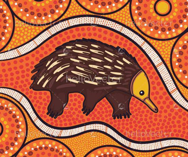 Echidna Aboriginal Artwork - Vector