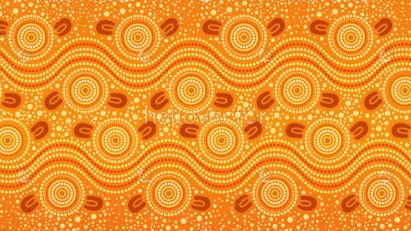 Aboriginal dot pattern seamless yellow background
