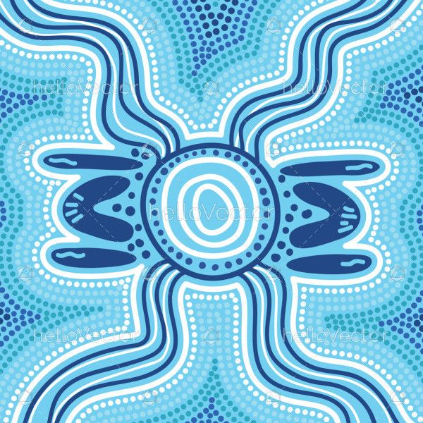 Aboriginal design blue vector painting